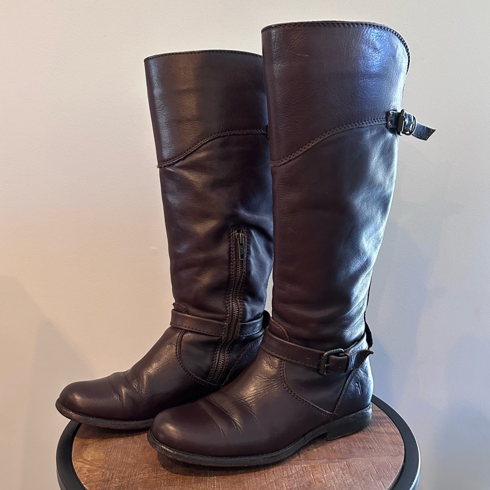 Frye Phillip Riding Boot Dark Brown, Extended Calf